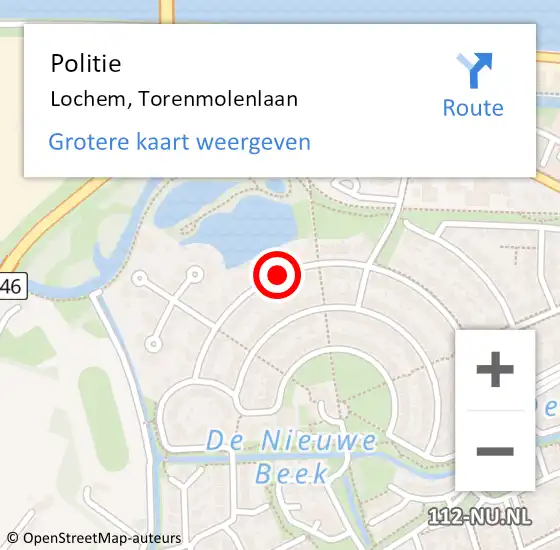 Locatie op kaart van de 112 melding: Politie Lochem, Torenmolenlaan op 26 april 2020 19:06