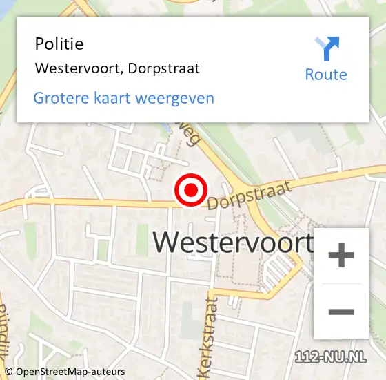 Locatie op kaart van de 112 melding: Politie Westervoort, Dorpstraat op 26 april 2020 20:19
