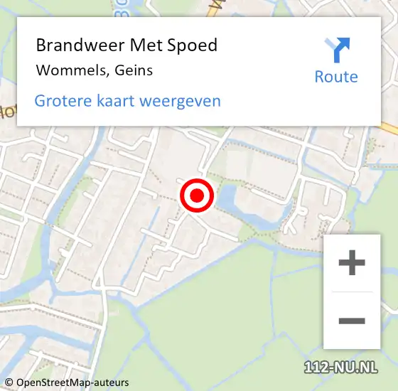 Locatie op kaart van de 112 melding: Brandweer Met Spoed Naar Wommels, Geins op 26 april 2020 20:34