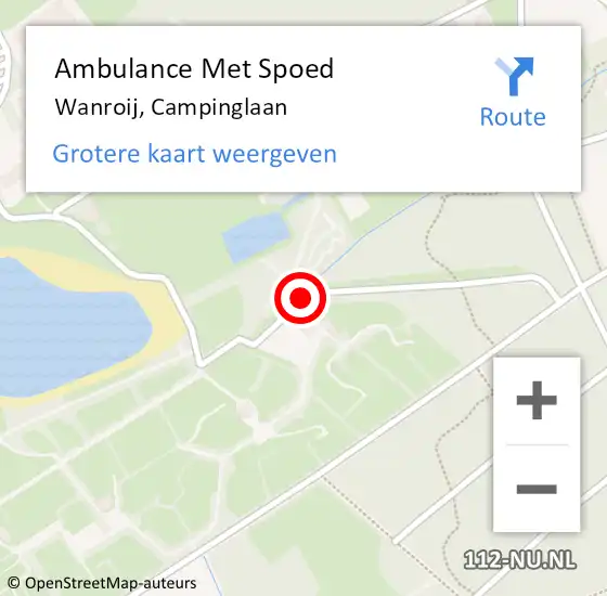 Locatie op kaart van de 112 melding: Ambulance Met Spoed Naar Wanroij, Campinglaan op 26 april 2020 20:35