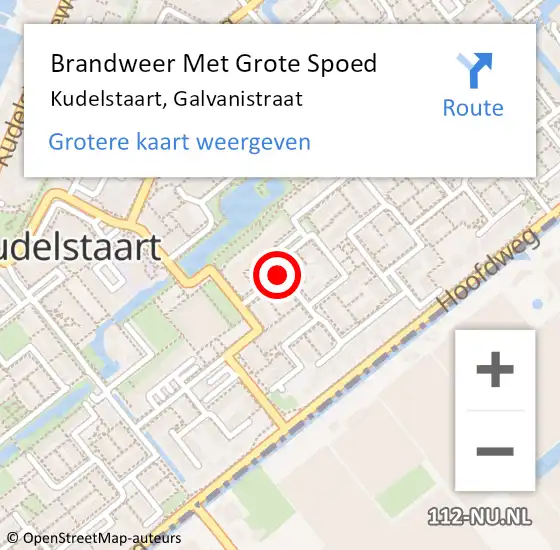 Locatie op kaart van de 112 melding: Brandweer Met Grote Spoed Naar Kudelstaart, Galvanistraat op 26 april 2020 20:36