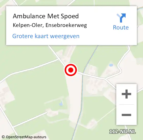 Locatie op kaart van de 112 melding: Ambulance Met Spoed Naar Kelpen-Oler, Ensebroekerweg op 26 april 2020 21:15