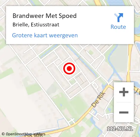 Locatie op kaart van de 112 melding: Brandweer Met Spoed Naar Brielle, Estiusstraat op 26 april 2020 21:39