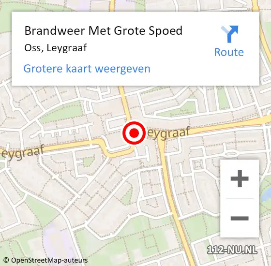 Locatie op kaart van de 112 melding: Brandweer Met Grote Spoed Naar Oss, Leygraaf op 26 april 2020 22:03