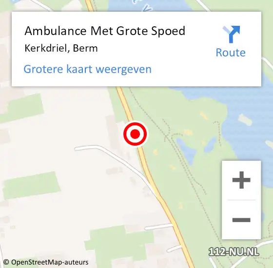 Locatie op kaart van de 112 melding: Ambulance Met Grote Spoed Naar Kerkdriel, Berm op 26 april 2020 23:24