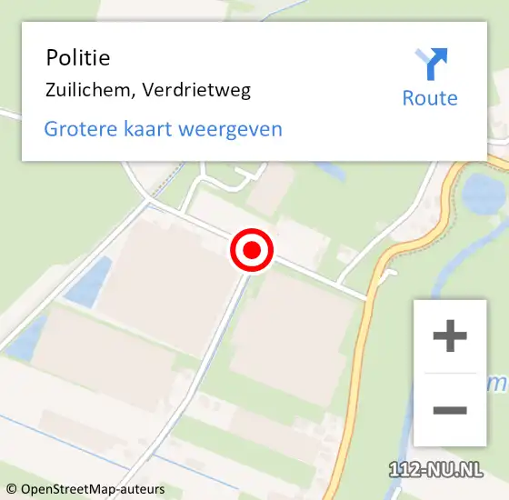 Locatie op kaart van de 112 melding: Politie Zuilichem, Verdrietweg op 26 april 2020 23:53