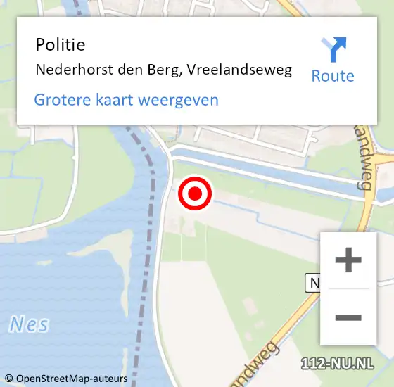 Locatie op kaart van de 112 melding: Politie Nederhorst den Berg, Vreelandseweg op 27 april 2020 04:28