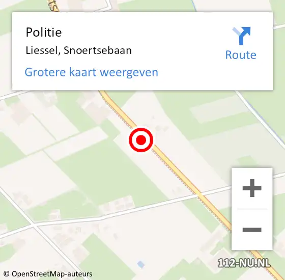 Locatie op kaart van de 112 melding: Politie Liessel, Snoertsebaan op 27 april 2020 05:34