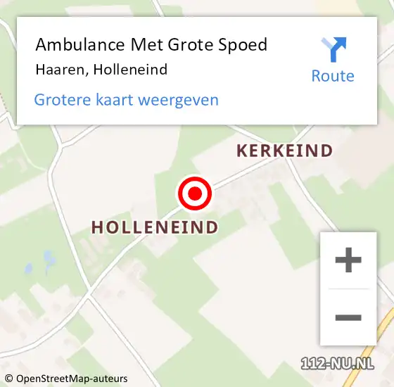 Locatie op kaart van de 112 melding: Ambulance Met Grote Spoed Naar Haaren, Holleneind op 27 april 2020 05:56