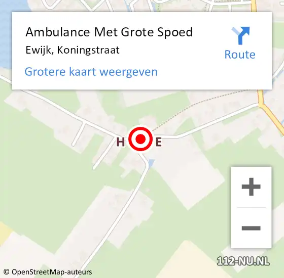 Locatie op kaart van de 112 melding: Ambulance Met Grote Spoed Naar Ewijk, Koningstraat op 27 april 2020 11:12