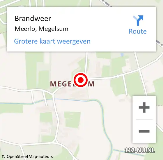 Locatie op kaart van de 112 melding: Brandweer Meerlo, Megelsum op 27 april 2020 11:42