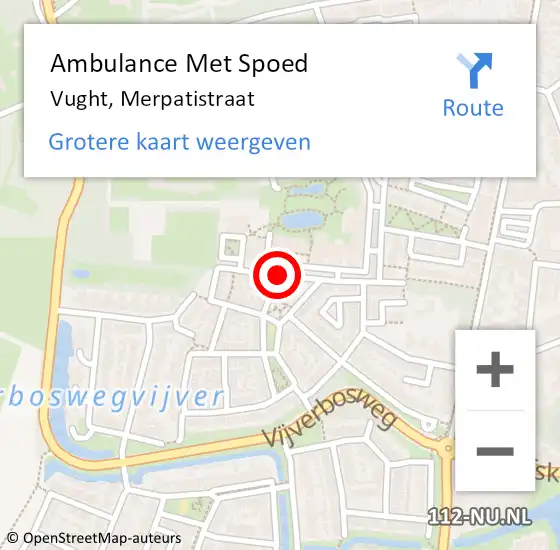 Locatie op kaart van de 112 melding: Ambulance Met Spoed Naar Vught, Merpatistraat op 27 april 2020 12:18