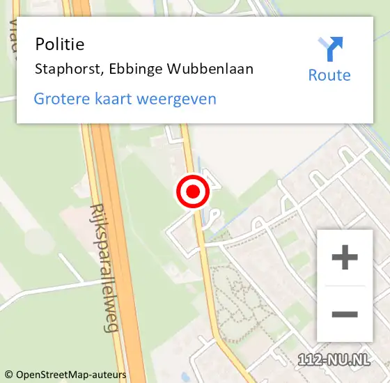 Locatie op kaart van de 112 melding: Politie Staphorst, Ebbinge Wubbenlaan op 27 april 2020 13:19