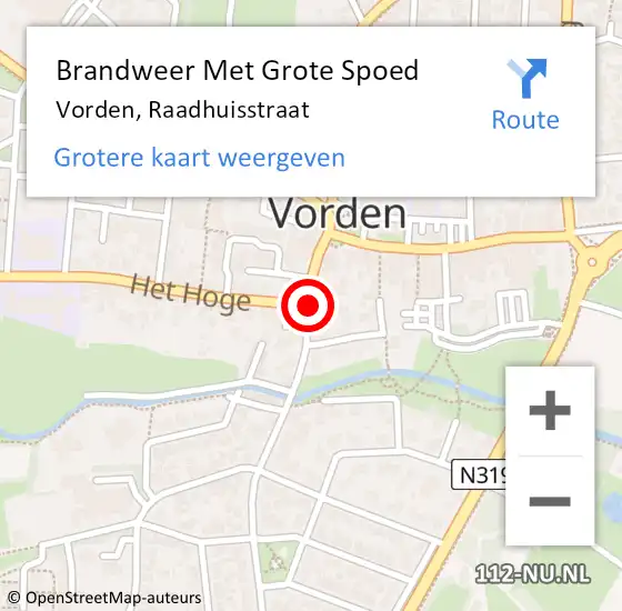 Locatie op kaart van de 112 melding: Brandweer Met Grote Spoed Naar Vorden, Raadhuisstraat op 27 april 2020 13:59