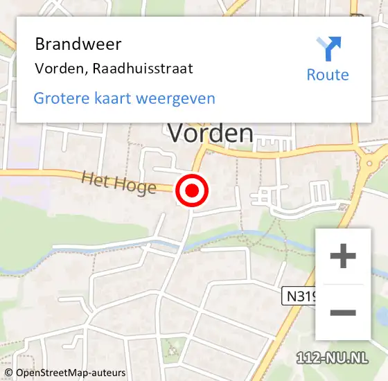 Locatie op kaart van de 112 melding: Brandweer Vorden, Raadhuisstraat op 27 april 2020 14:00