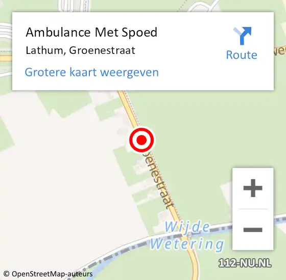 Locatie op kaart van de 112 melding: Ambulance Met Spoed Naar Lathum, Groenestraat op 27 april 2020 14:00