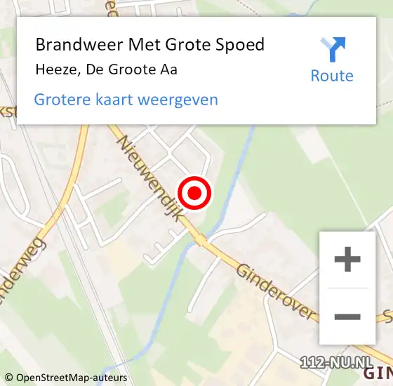 Locatie op kaart van de 112 melding: Brandweer Met Grote Spoed Naar Heeze, De Groote Aa op 27 april 2020 14:02