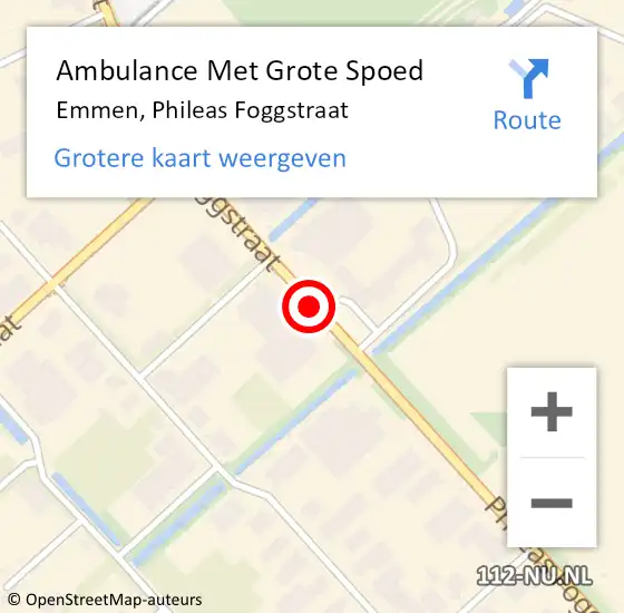 Locatie op kaart van de 112 melding: Ambulance Met Grote Spoed Naar Emmen, Phileas Foggstraat op 27 april 2020 14:04