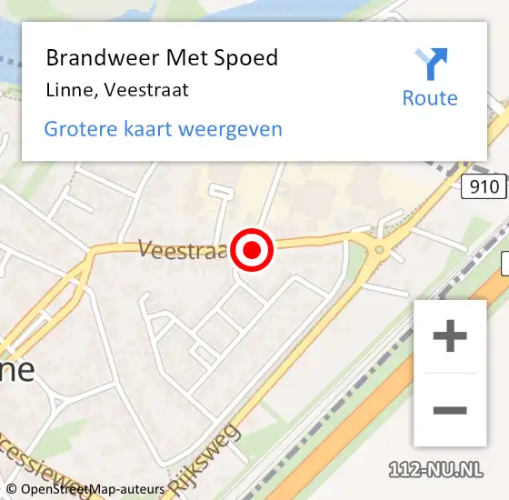 Locatie op kaart van de 112 melding: Brandweer Met Spoed Naar Linne, Veestraat op 27 april 2020 14:47