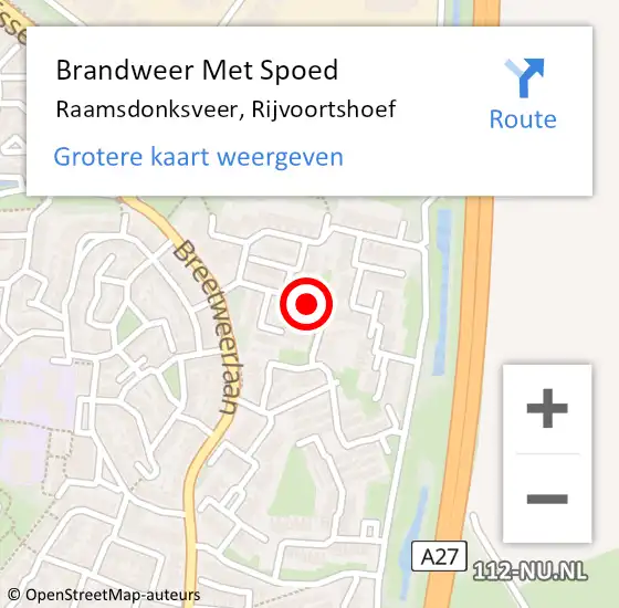 Locatie op kaart van de 112 melding: Brandweer Met Spoed Naar Raamsdonksveer, Rijvoortshoef op 27 april 2020 15:22