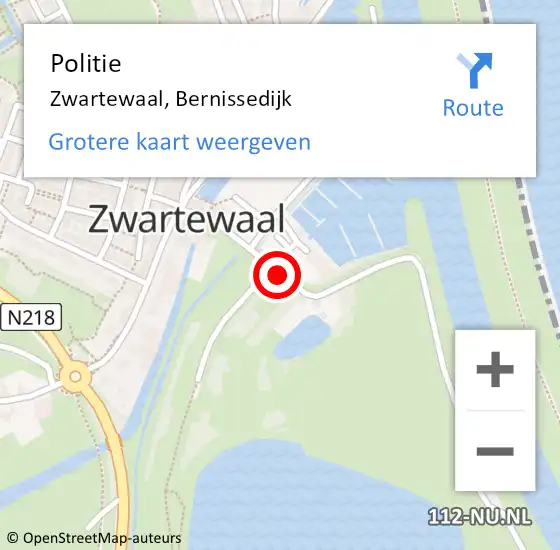 Locatie op kaart van de 112 melding: Politie Zwartewaal, Bernissedijk op 27 april 2020 15:36