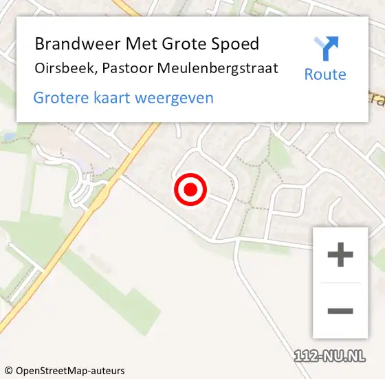 Locatie op kaart van de 112 melding: Brandweer Met Grote Spoed Naar Oirsbeek, Pastoor Meulenbergstraat op 27 april 2020 15:38