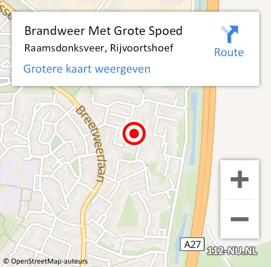 Locatie op kaart van de 112 melding: Brandweer Met Grote Spoed Naar Raamsdonksveer, Rijvoortshoef op 27 april 2020 15:40