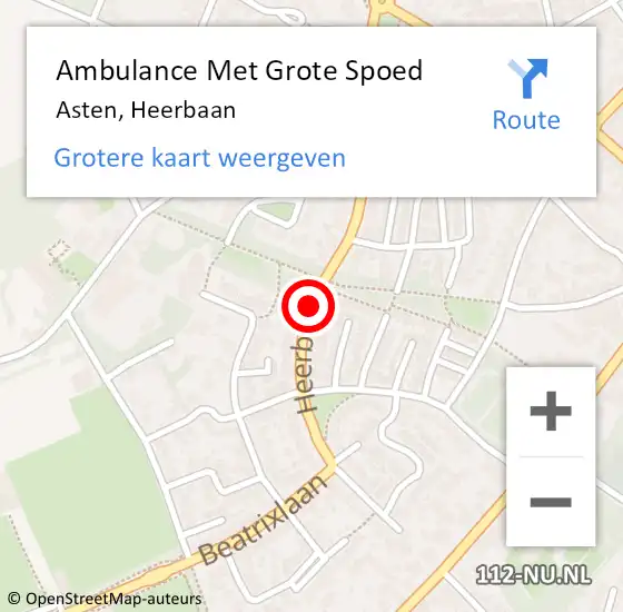 Locatie op kaart van de 112 melding: Ambulance Met Grote Spoed Naar Asten, Heerbaan op 27 april 2020 16:21