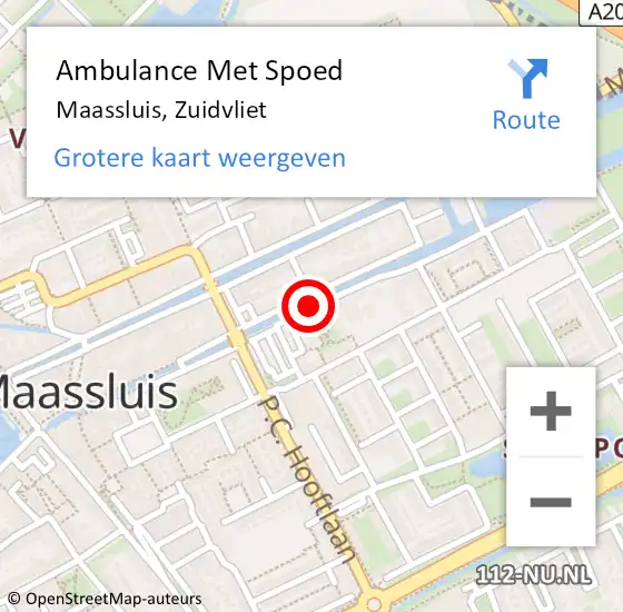 Locatie op kaart van de 112 melding: Ambulance Met Spoed Naar Maassluis, Zuidvliet op 27 april 2020 17:11