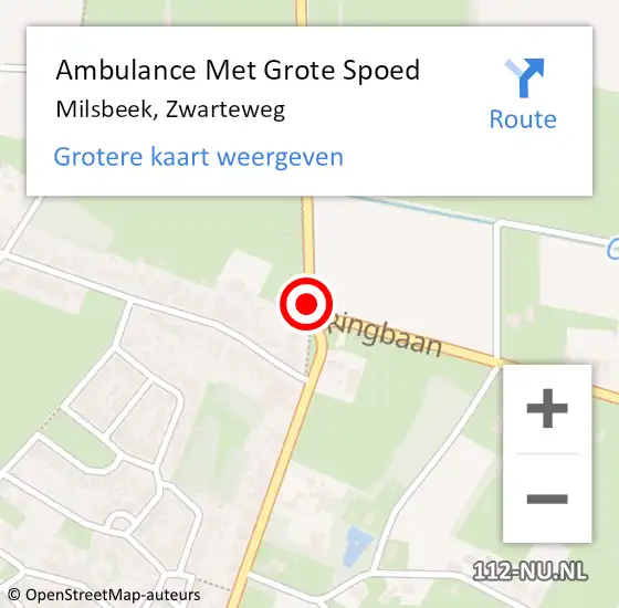 Locatie op kaart van de 112 melding: Ambulance Met Grote Spoed Naar Milsbeek, Zwarteweg op 27 april 2020 17:38