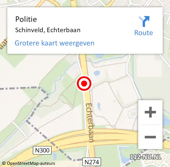 Locatie op kaart van de 112 melding: Politie Schinveld, Echterbaan op 27 april 2020 18:13