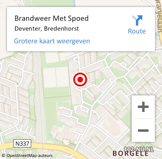 Locatie op kaart van de 112 melding: Brandweer Met Spoed Naar Deventer, Bredenhorst op 27 april 2020 18:40