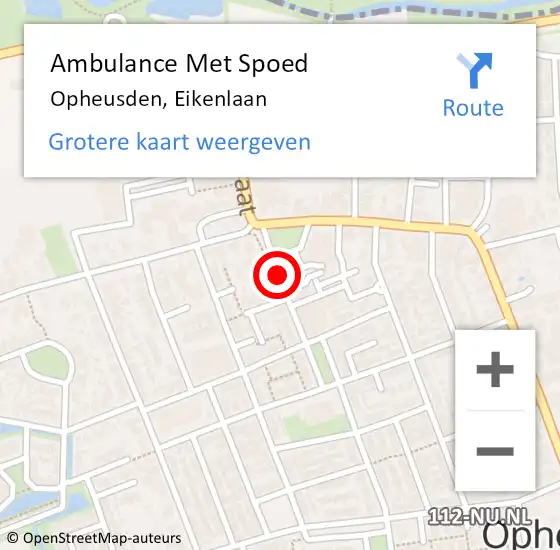 Locatie op kaart van de 112 melding: Ambulance Met Spoed Naar Opheusden, Eikenlaan op 27 april 2020 18:48