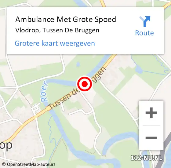 Locatie op kaart van de 112 melding: Ambulance Met Grote Spoed Naar Vlodrop, Tussen De Bruggen op 27 april 2020 19:03