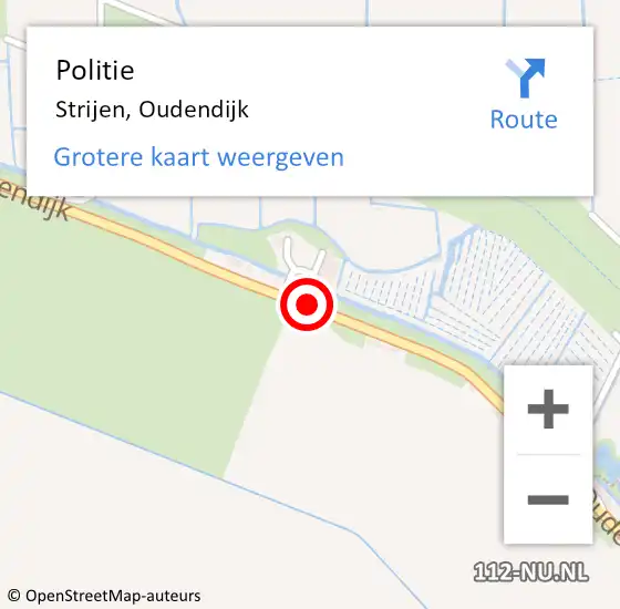 Locatie op kaart van de 112 melding: Politie Strijen, Oudendijk op 27 april 2020 19:26