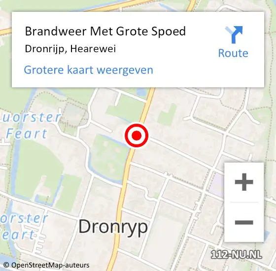 Locatie op kaart van de 112 melding: Brandweer Met Grote Spoed Naar Dronryp, Hearewei op 27 april 2020 19:48