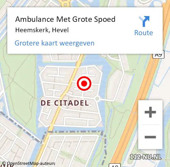 Locatie op kaart van de 112 melding: Ambulance Met Grote Spoed Naar Heemskerk, Hevel op 27 april 2020 19:58