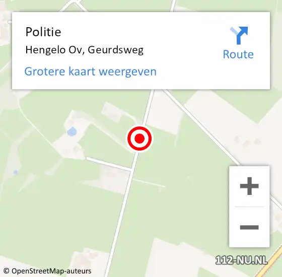 Locatie op kaart van de 112 melding: Politie Hengelo Ov, Geurdsweg op 27 april 2020 21:18