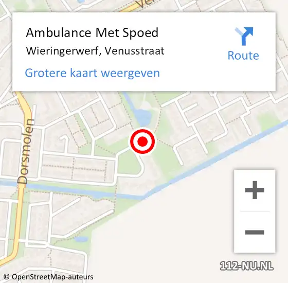 Locatie op kaart van de 112 melding: Ambulance Met Spoed Naar Wieringerwerf, Venusstraat op 28 april 2020 03:15