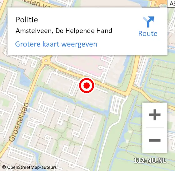 Locatie op kaart van de 112 melding: Politie Amstelveen, De Helpende Hand op 5 mei 2014 10:49