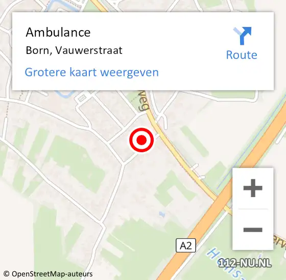 Locatie op kaart van de 112 melding: Ambulance Born, Vauwerstraat op 5 mei 2014 10:49