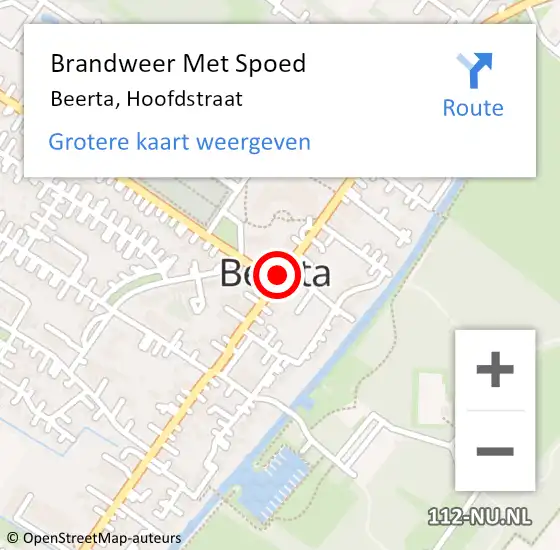 Locatie op kaart van de 112 melding: Brandweer Met Spoed Naar Beerta, Hoofdstraat op 28 april 2020 08:03