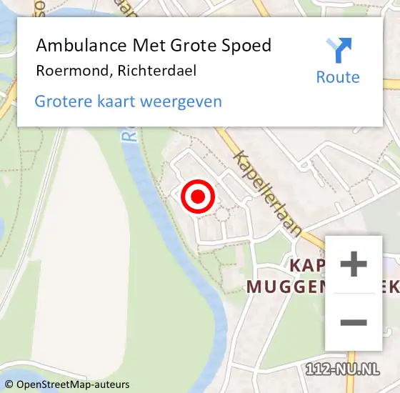 Locatie op kaart van de 112 melding: Ambulance Met Grote Spoed Naar Roermond, Richterdael op 28 april 2020 08:14