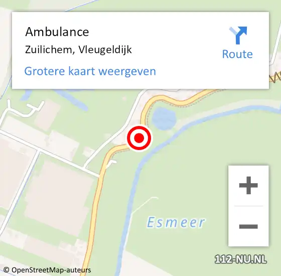 Locatie op kaart van de 112 melding: Ambulance Zuilichem, Vleugeldijk op 28 april 2020 08:48