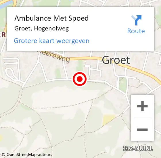 Locatie op kaart van de 112 melding: Ambulance Met Spoed Naar Groet, Hogenolweg op 28 april 2020 09:49