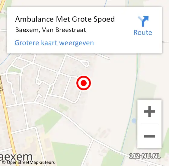 Locatie op kaart van de 112 melding: Ambulance Met Grote Spoed Naar Baexem, Van Breestraat op 5 mei 2014 11:04