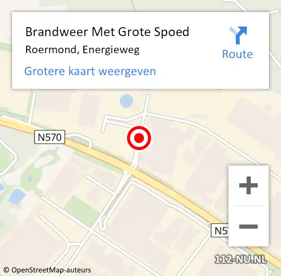 Locatie op kaart van de 112 melding: Brandweer Met Grote Spoed Naar Roermond, Energieweg op 28 april 2020 10:01