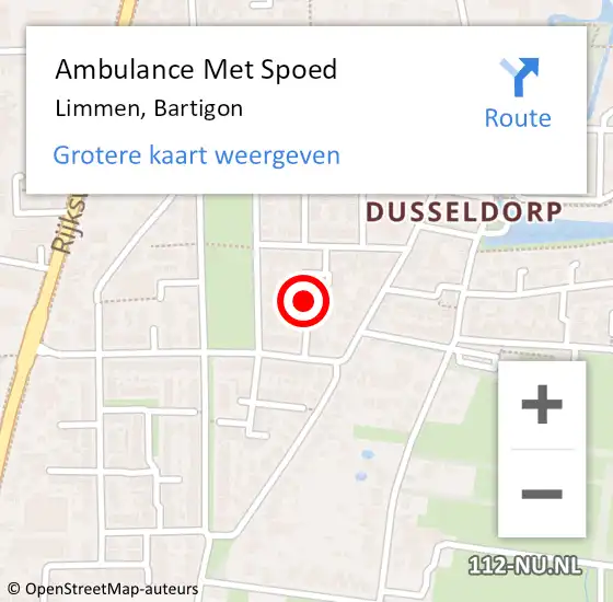Locatie op kaart van de 112 melding: Ambulance Met Spoed Naar Limmen, Bartigon op 28 april 2020 10:19