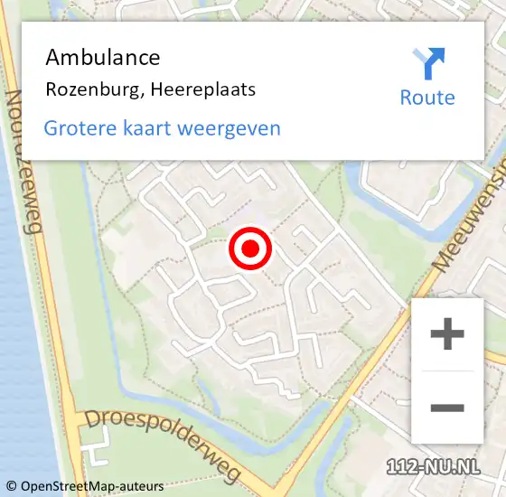 Locatie op kaart van de 112 melding: Ambulance Rozenburg, Heereplaats op 28 april 2020 10:28