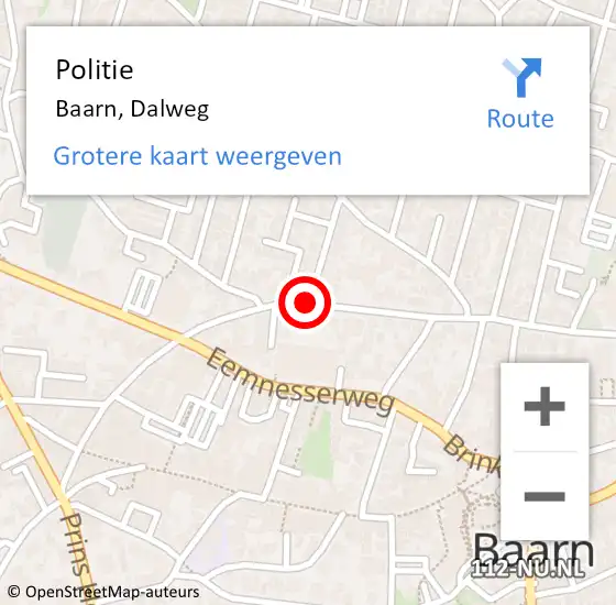 Locatie op kaart van de 112 melding: Politie Baarn, Dalweg op 28 april 2020 10:53